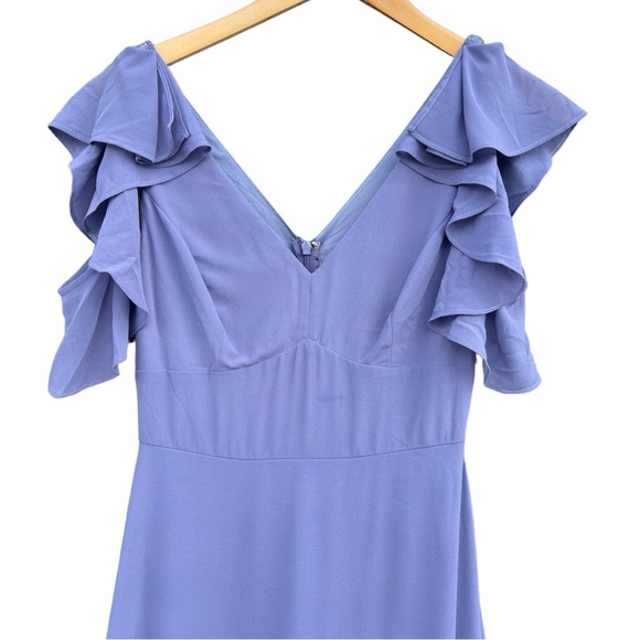 Lulus - Marvelous Memories Denim Blue Cold-Shoulder Maxi Dress - Size XS - Picture 7 of 14